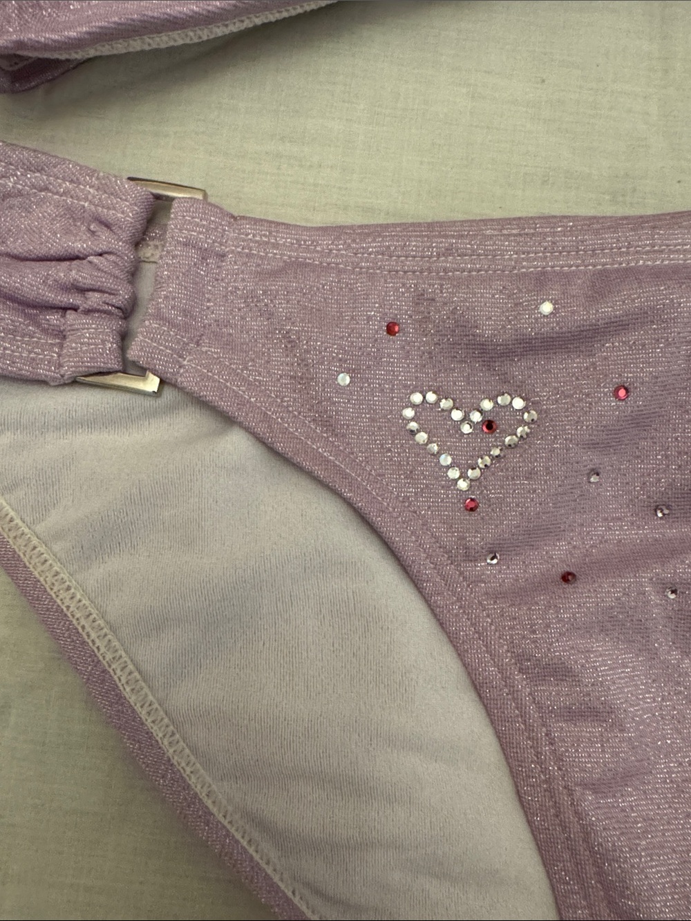 Lilac Shimmer Bandeau Bikini Set with Heart Accents - Picture 3 of 11